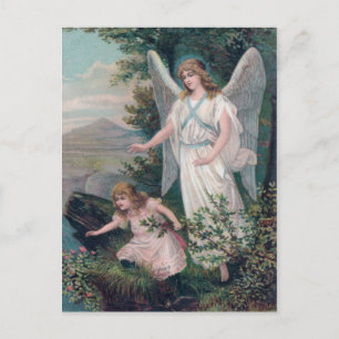 Vintage Engel mit Mädchen am Abgrund Vykort