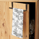 Vintage Engelsk Blommigt Toile de Jouy-Blue Kitche Kökshandduk<br><div class="desc">Vackra sömlösa leksaker de jouy mönster anpassade från en engelsk präglad design av John Munns ca 1770-talet med klassiska ruiner,  kusthamnar,  fårbesättning och blommigt. Grått på vit bakgrund.</div>