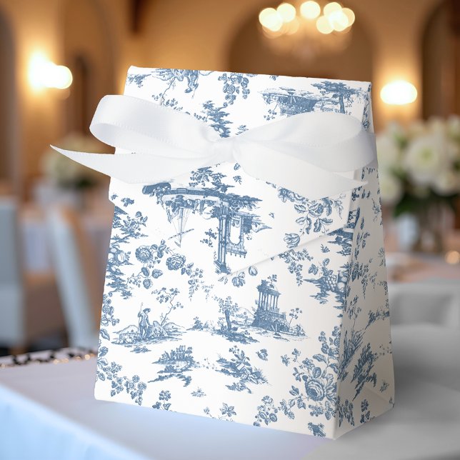 Vintage Engelsk Blommigt Toile de Jouy-Blue Presentaskar (Skapare uppladdad)