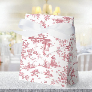 Vintage Engelsk Blommigt Toile de Jouy-Rosa Presentaskar