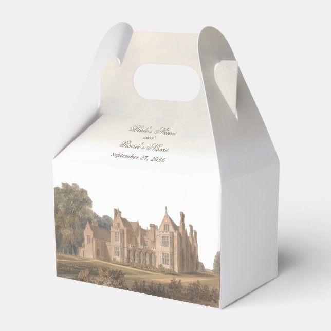 Vintage engelsk manor slott villa bröllop presentaskar (Framsidan Sidan)