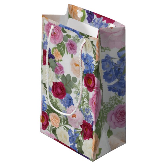 Vintage engelsk trädgårds peon och ros blomster (Framsidan Vinklad)