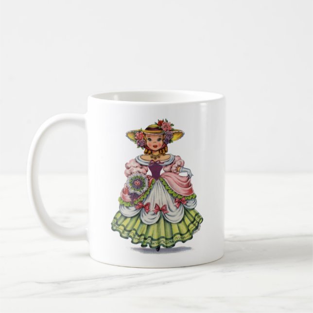 Vintage Engelska tjejen i Elizabeth Dress Kaffemugg (Vänster)