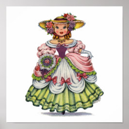 Vintage Engelska tjejen i Elizabeth Dress Poster
