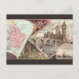 Vintage England-karta Vykort