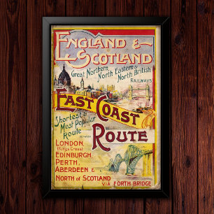 Vintage England & Scotland Järnvägsreklam Poster