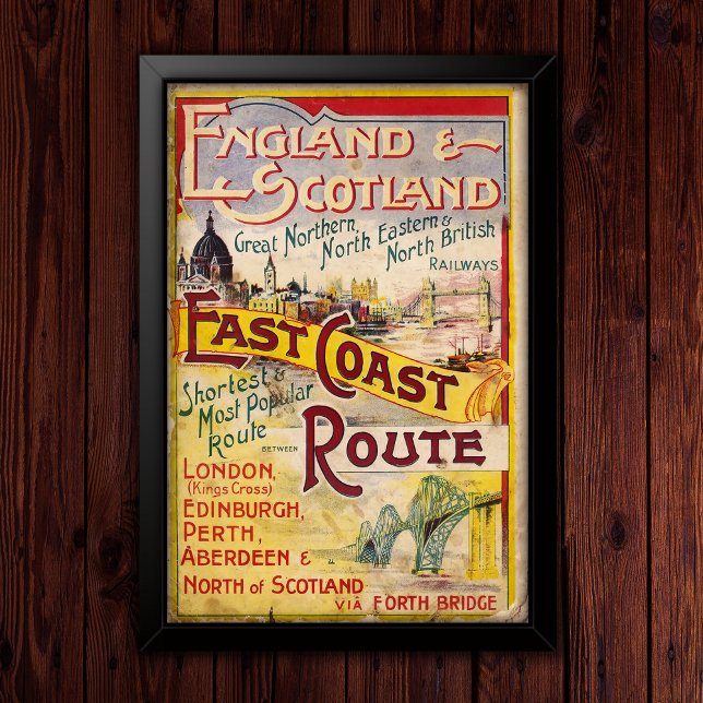 Vintage England & Scotland Järnvägsreklam Poster (Skapare uppladdad)