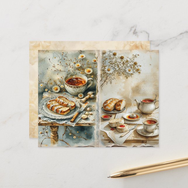 Vintage English Breakfast Scrapbook Paper (Fram/Back In Situ)