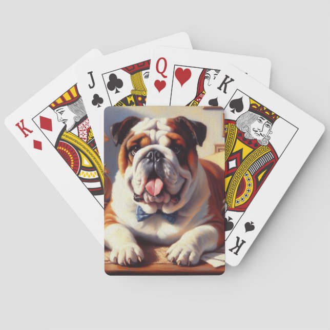 Vintage English Bulldog Illustration Casinokort (Baksidan)