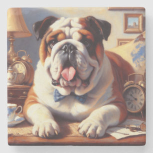 Vintage English Bulldog Illustration Stenunderlägg