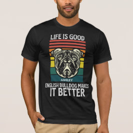 Vintage English Bulldog Retro Stil Hund T-Shirt