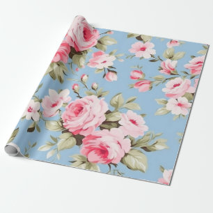 Vintage English rosa ros Presentpapper