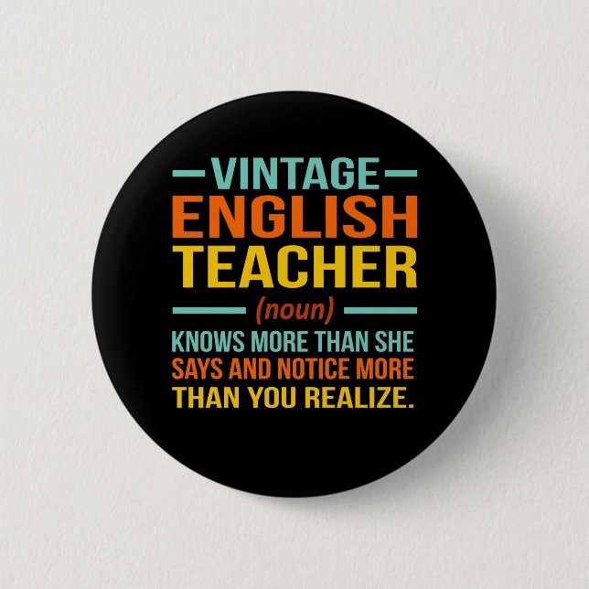 Vintage English Teacher Definition Language Knapp (Framsida)