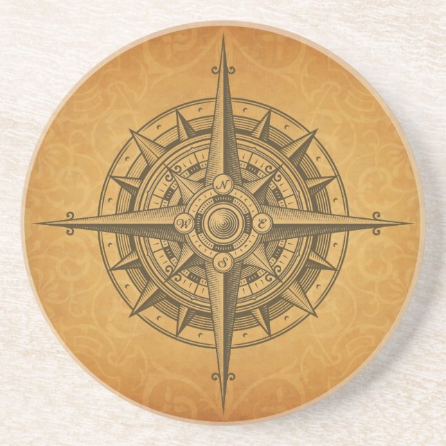 Vintage Engraved Compass Ro Underlägg (Framsidan)