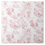 Vintage Engraved Fransk Blommigt Fantasy Toile-Ros<br><div class="desc">Elegant vintage 1800-talets rosa-on-white-toile mönster anpassat från en Fransk teckning i Smithsonsamlingen med fantasyblommor,  löv och viner med en cupid,  inhemsk krigare och mänskligt figurer.</div>