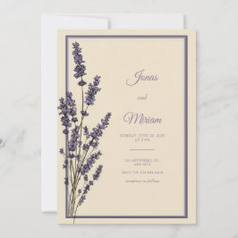 Vintage Engraved Lavender Cream Border Wedding Inbjudningar