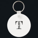 Vintage Engraved Monogram Nyckelring<br><div class="desc">Smaklig elegans med denna vackert inbyggda monogramdesign</div>