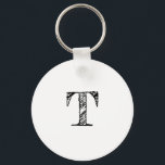 Vintage Engraved Monogram Nyckelring<br><div class="desc">Smaklig elegans med denna vackert inbyggda monogramdesign</div>