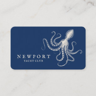 Vintage Engraved Stil Octopus Ocean Nautical Navy Visitkort