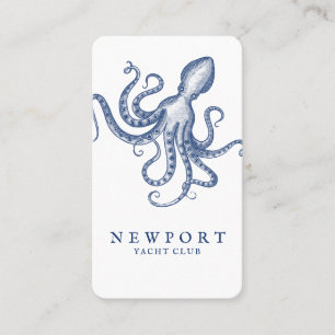 Vintage Engraverat Stil Octopus Ocean Theme White Visitkort