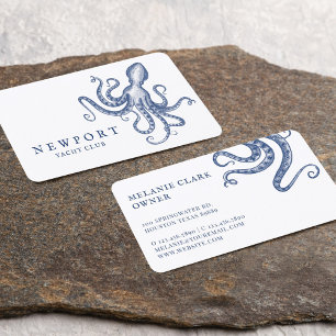 Vintage Engraverat Stil Octopus Ocean Theme White Visitkort