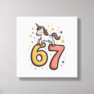 Vintage Enhörning 67 Födelsedagsfest Regnbåge Dabb Canvastryck