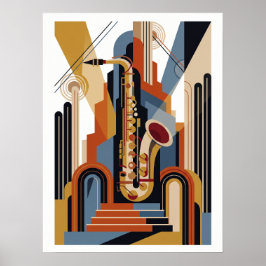 Vintage Enkel Art Deco Jazz Affisch