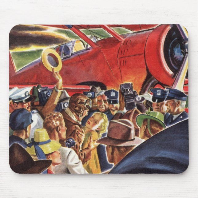 Vintage enkel propellerflygplanspilot med paparazz musmatta (Framsidan)