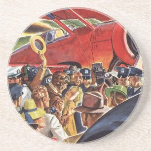 Vintage enkel propellerflygplanspilot med paparazz underlägg sandsten