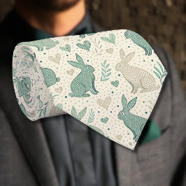 Vintage Enkla Kanin Silhuetter Hjärtmönster Slips