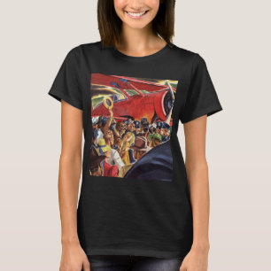 Vintage-ensam propellerflygplanspilot med paparazz tee