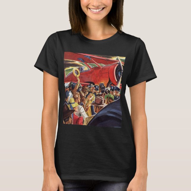 Vintage-ensam propellerflygplanspilot med paparazz tee (Framsida)