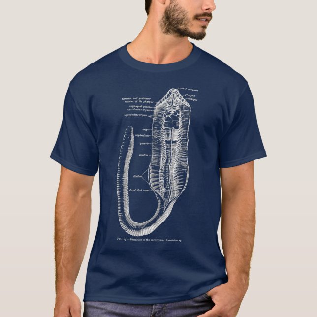 Vintage Entomologi Earthworm Anatomy Tee (Framsida)