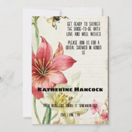 Vintage Ephemera Amaryllis Möhippa Inbjudningar