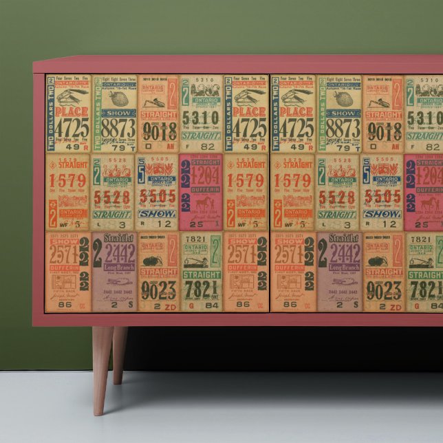 Vintage Ephemera Biljett Decoupage Poster Papper (This is a mockup, your purchased design may be larger/smaller on your decoupage piece.)