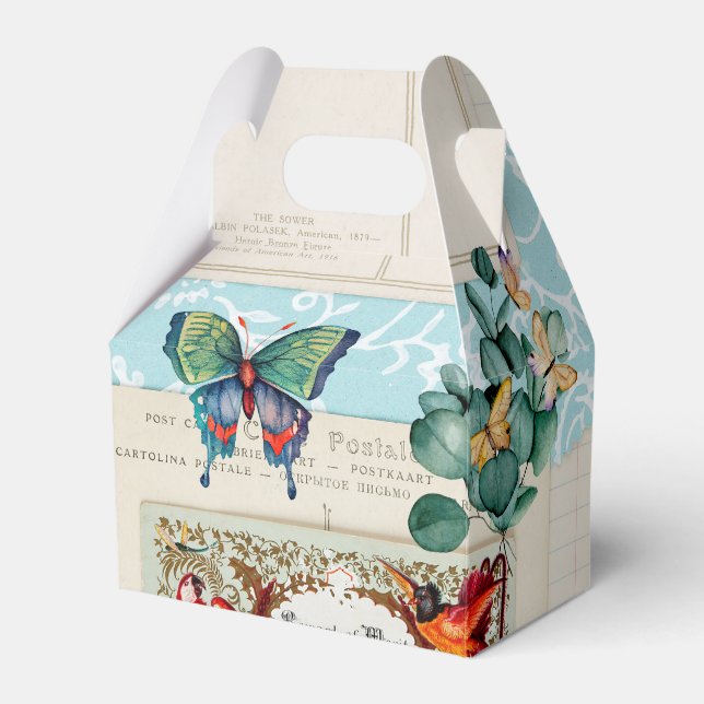 Vintage Ephemera Collage Design Presentaskar (Framsidan Sidan)