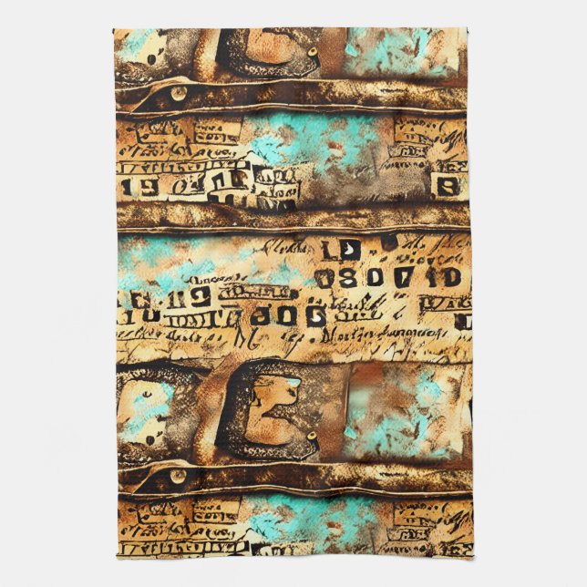 Vintage Ephemera Collage of Old Banknotes Kökshandduk (Vertikal)