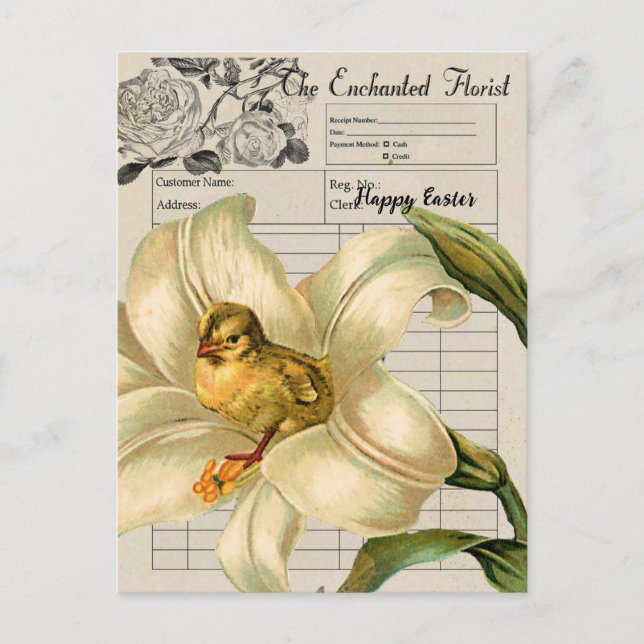 Vintage Ephemera Collage Påsk vykort (Framsida)