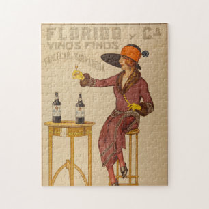 Vintage Ephemera Dam Vin Toast Pussel