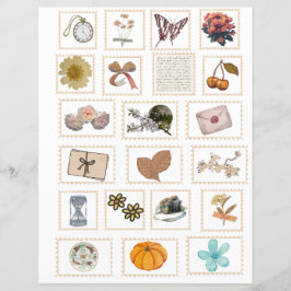 Vintage Ephemera Frimärke Stickers