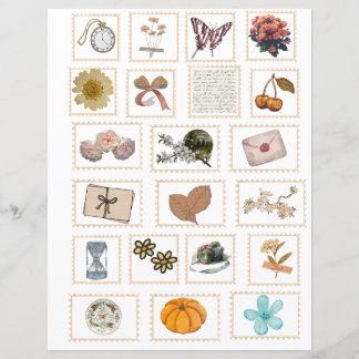 Vintage Ephemera Frimärke Stickers