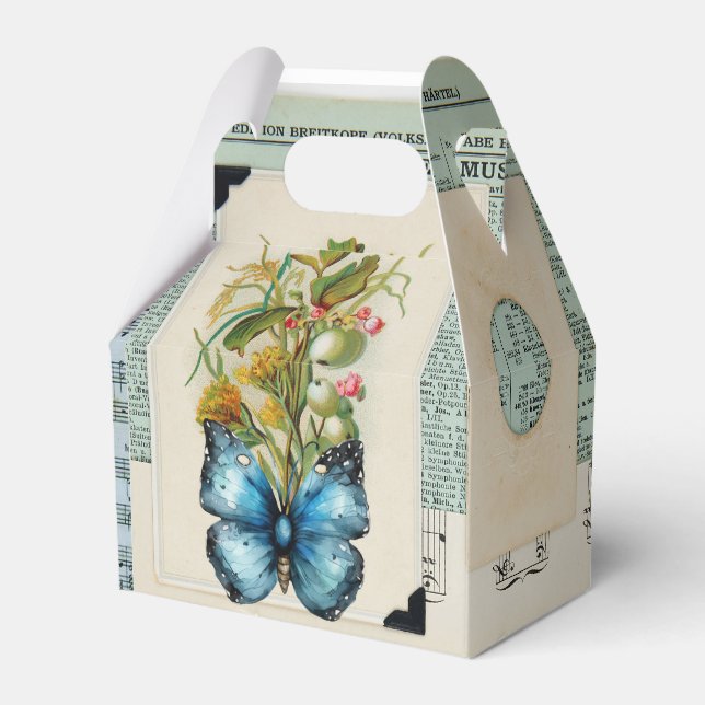 Vintage Ephemera med Blommor Presentaskar (Framsidan Sidan)