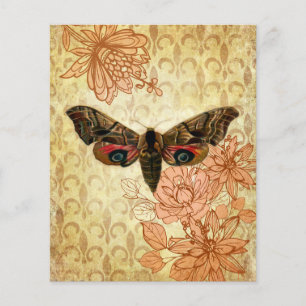 Vintage Ephemera Moth & Flowers Scrapbook Papper