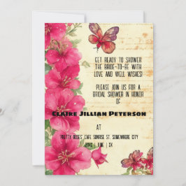 Vintage Ephemera Red Gladiolus Möhippa Inbjudningar