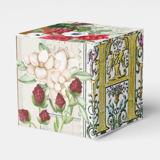 Vintage Ephemera-utformning med initial H Presentaskar (Framsidan Sidan)