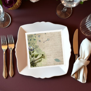 Vintage Ephemeral Blommigt Trumpet Horn Decoupage Pappersservett