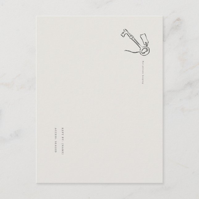 Vintage Epistolary Aesthetic Sealed Key Vykort (Framsida)