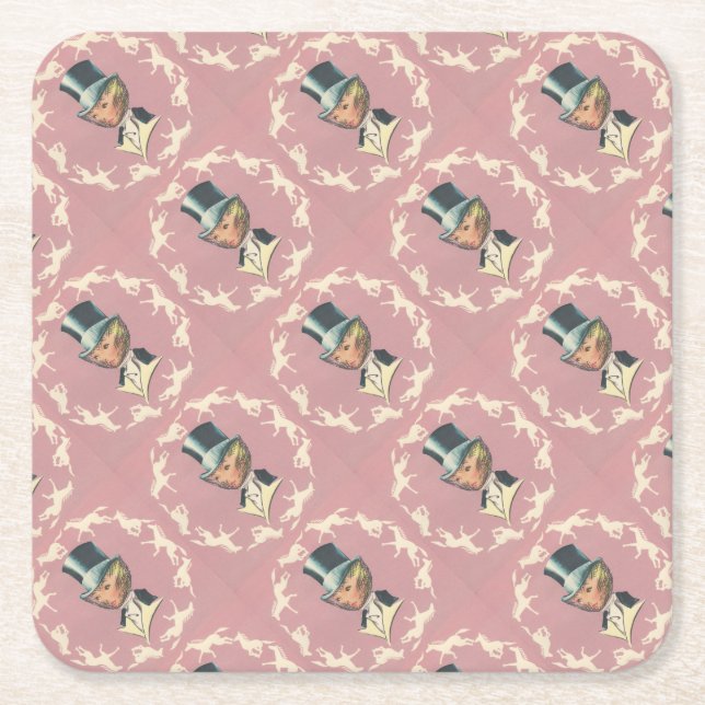 Vintage Equestrian Dam Underlägg Papper Kvadrat (Framsidan)