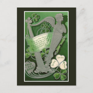 Vintage Erin Go Bragh St. Patrick's Day Irish Helg Vykort