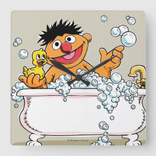 Vintage Ernie i Bathtub Fyrkantig Klocka